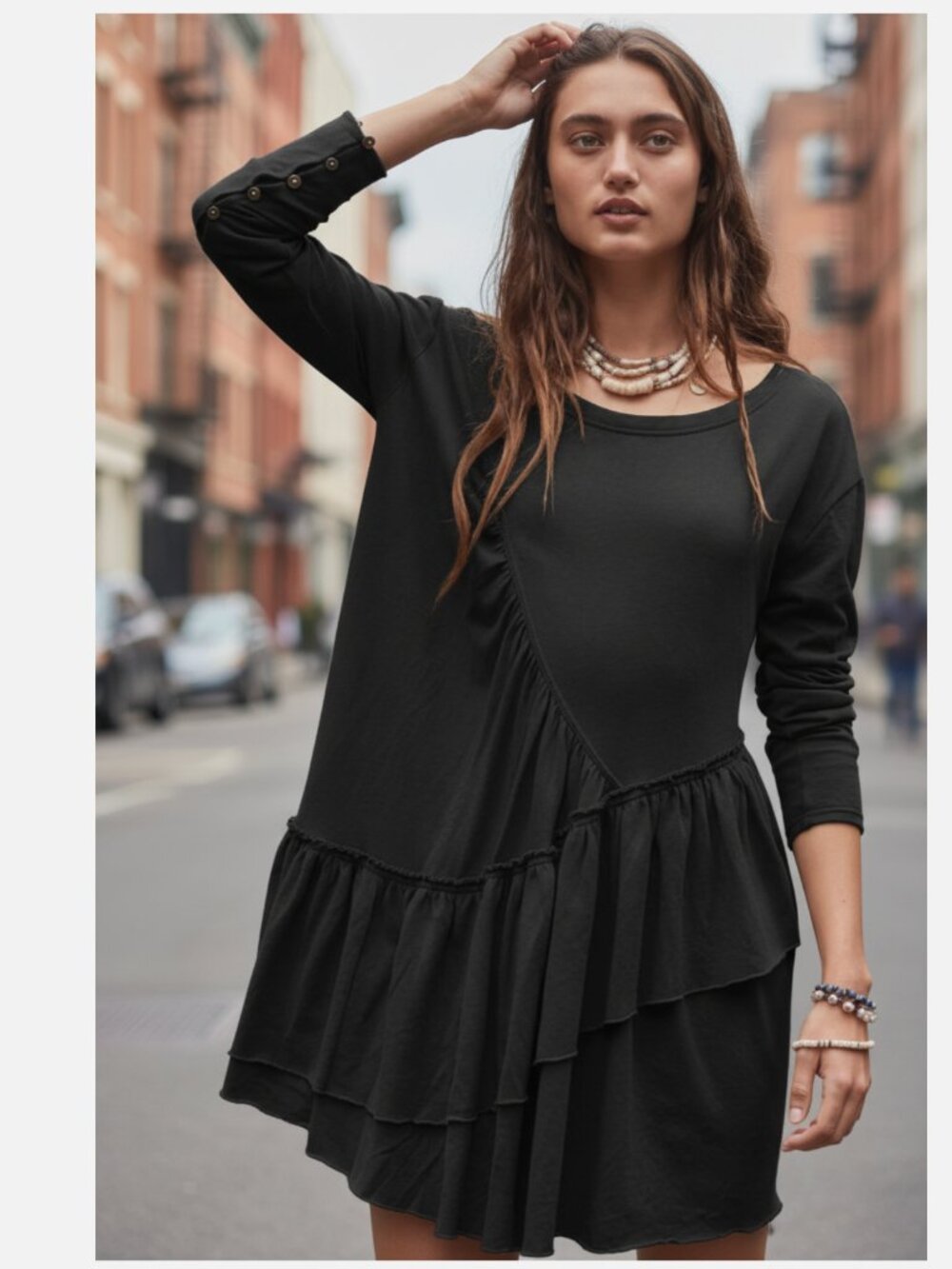 NWOT Free People Beach Sun Baby Mini Dress Tunic Top Lagenlook Boho Black